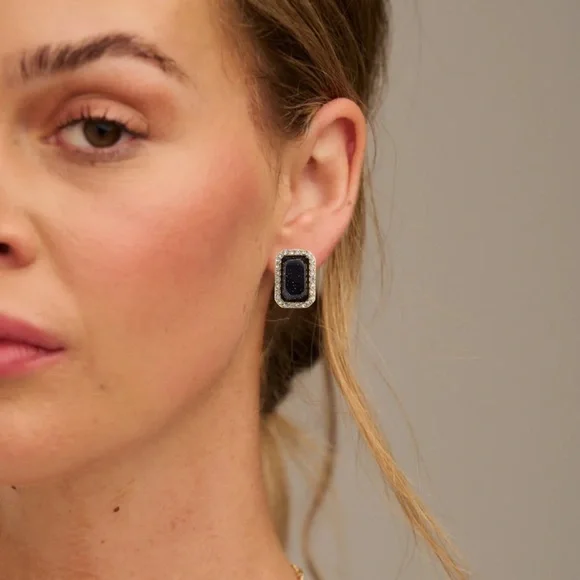 KATE SPADE • Midnight Sky Emerald Cut Sparkle Crystal Earrings - Picture 2 of 3